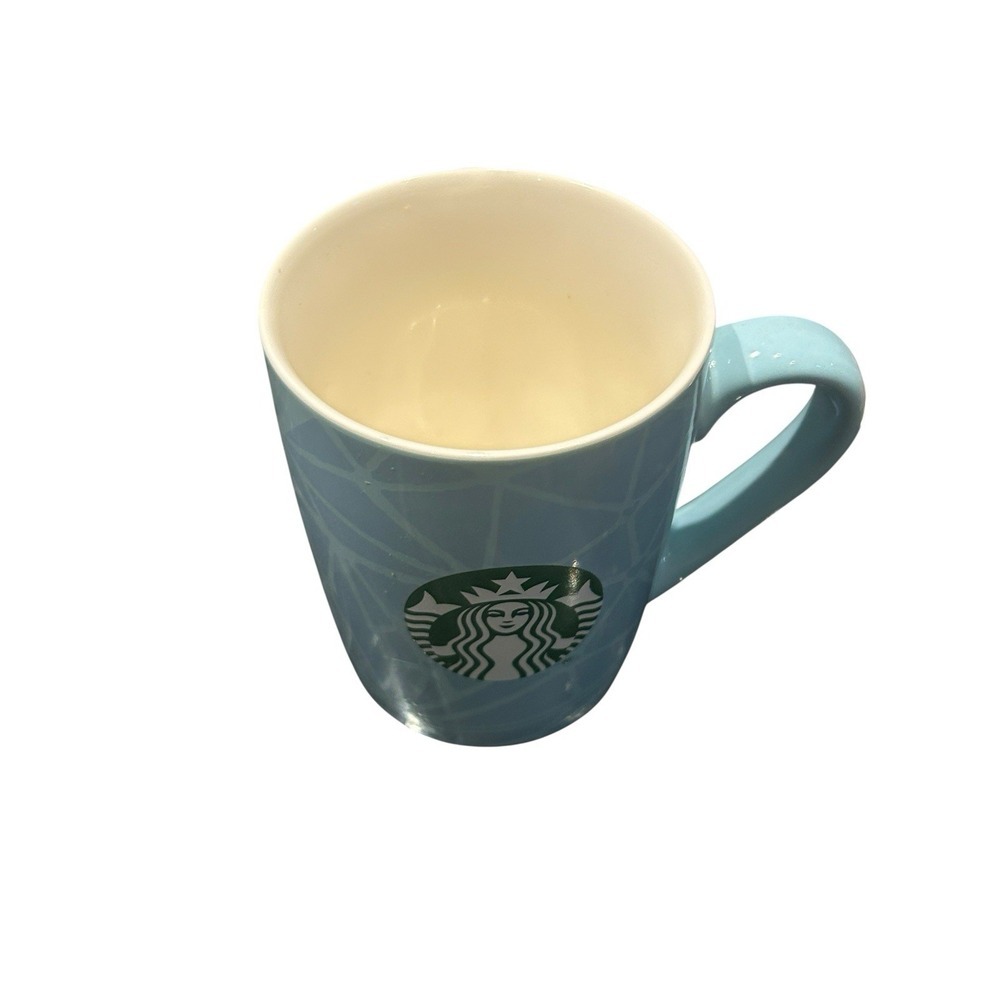 STARBUCKS Blue to Teal Green Ombre 10oz Coffee Mug 2021 Blue Geometric Design - Picture 3 of 6